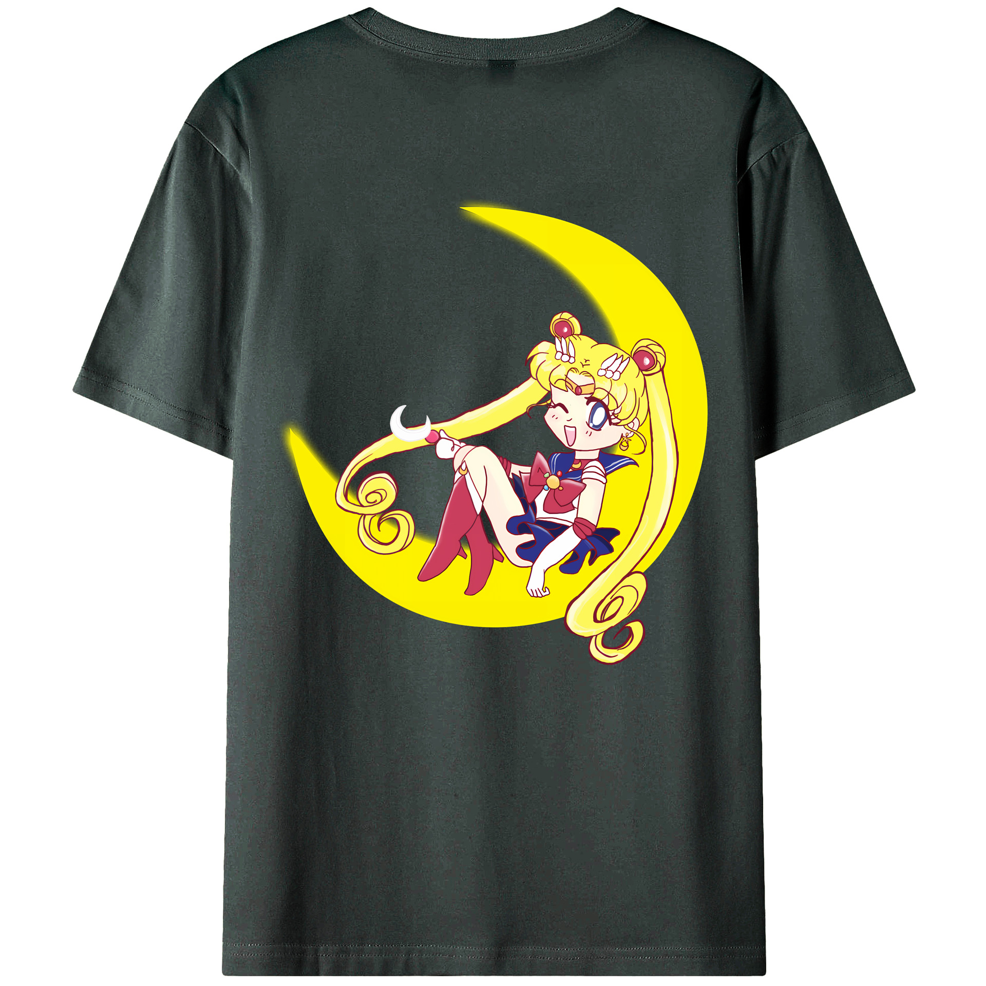 （画像用） 美少女戦士セーラームーン 月野 うさぎ つきの うさぎ Sailor Moon Tsukino Usagi 綿100％ メンズ半袖Tシャツ（バックプリント） 通気性